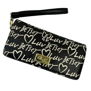 Luv Betsey Wristlet Wallet Black White